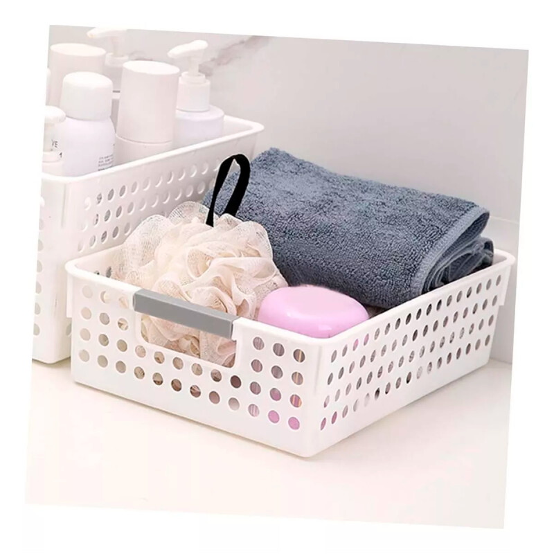 Set x3 Cesto Organizador calado con asas 35 x 26 x 8.5 cm BLANCO