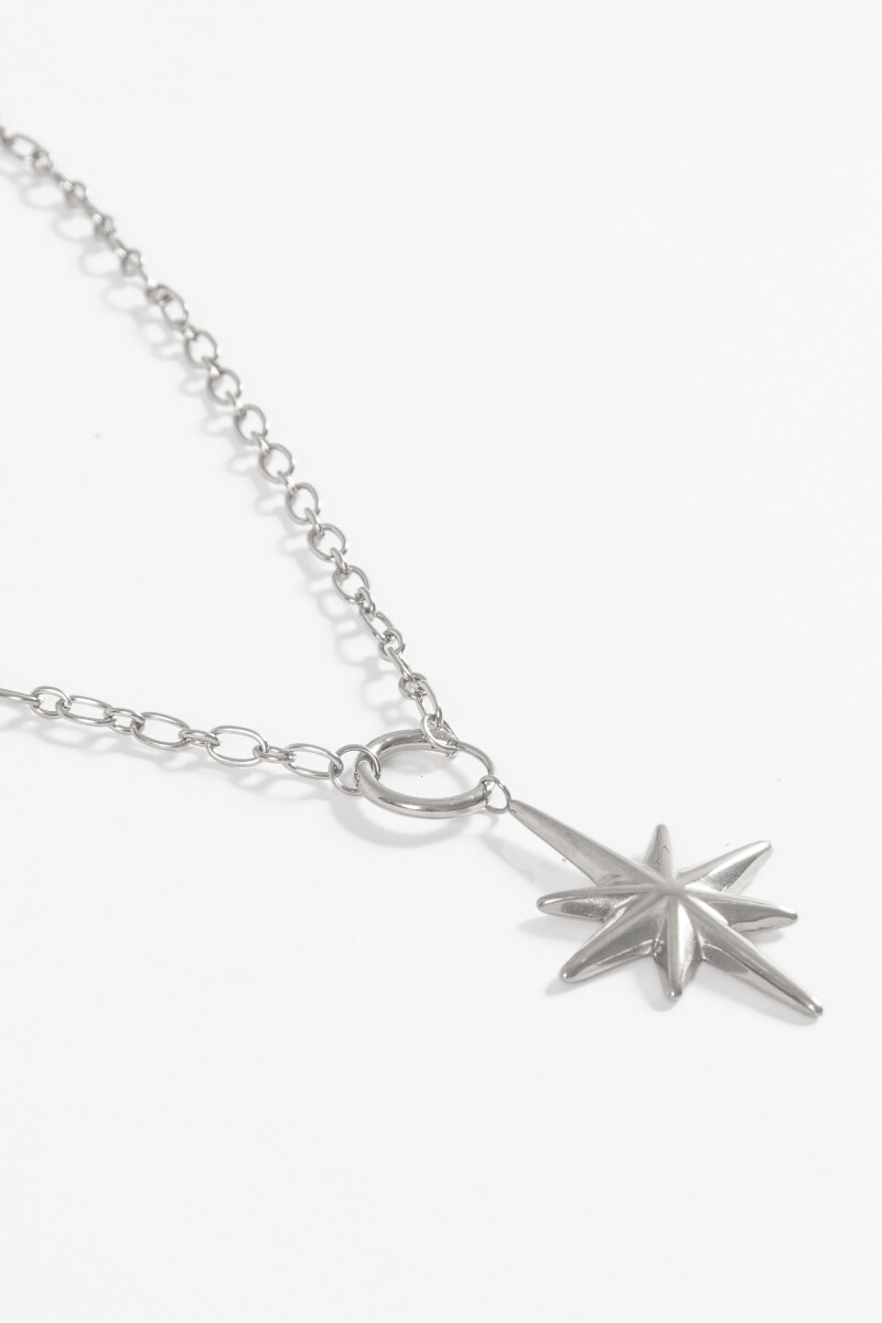 Collar acero dije start desmontable plateado