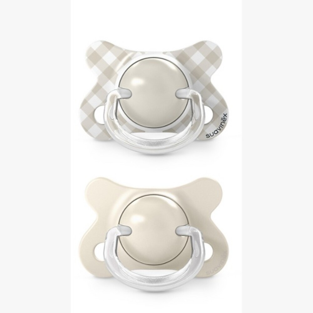 set x2 chupete -2 a 2m suavinex fisio cuadrille beige