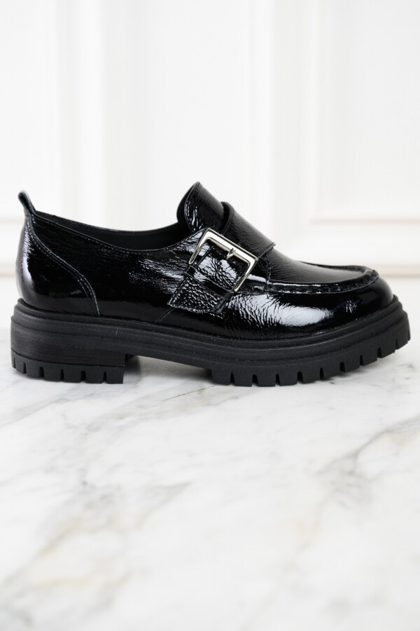 Zapato Hebilla Charol Negro