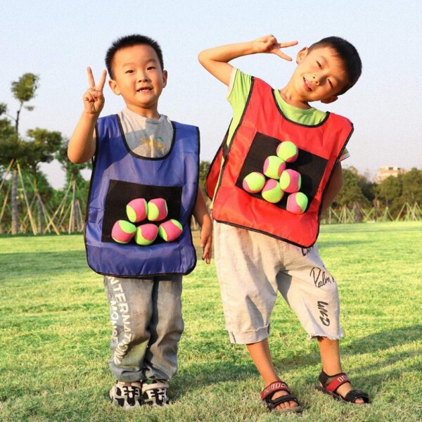 Chaleco Juego Mancha 5 Pelotas Adhesivas Dodgeball Infantil Variante Color Azul