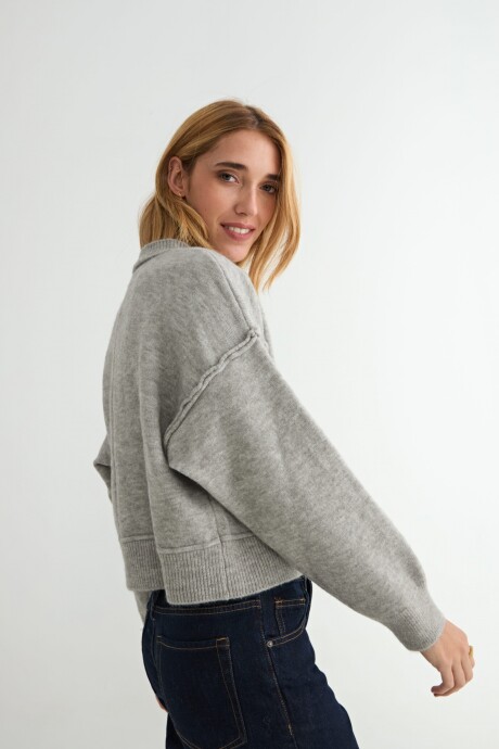CARDIGAN CORDATA GRIS CLARO