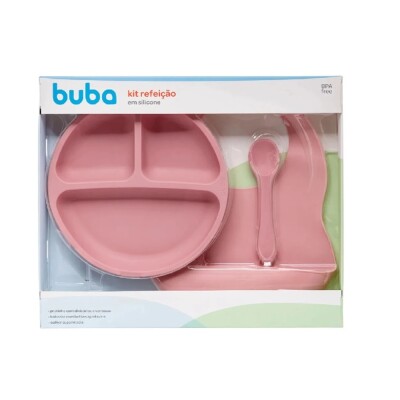 Set De Alimentacion Buba 3 Piezas Rosa Set De Alimentacion Buba 3 Piezas Rosa