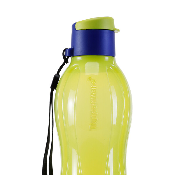 BOTELLA ECO TWIST TUPPERWARE CON PICO Y CORREA 500 ML LIMA Y AZUL
