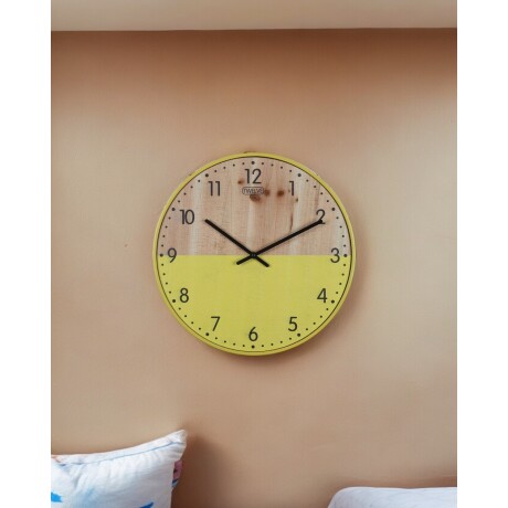 Reloj Analógico de Pared Símil Madera Colorido Selecta 42cm Amarillo