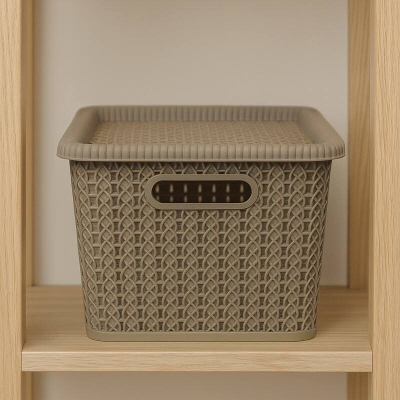 Caja organizadora simil ratán 5L CAPPUCCINO