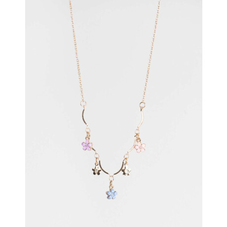 Collares Cortos Con flores Dorado