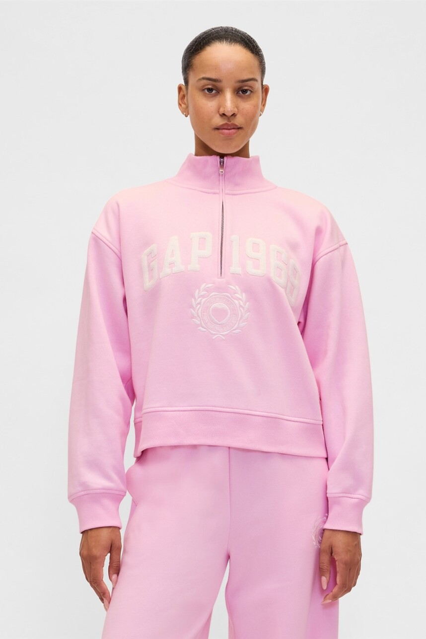 Buzo Deportivo Logo Gap Medio Cierre Mujer Primrose Pink