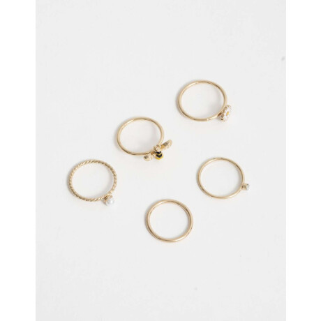 Sets Anillos Strass Crystal Dorado