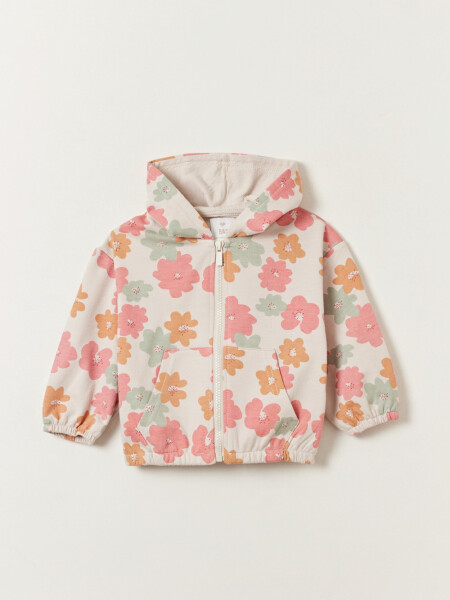 Campera deportiva Estampado Flores Crudo
