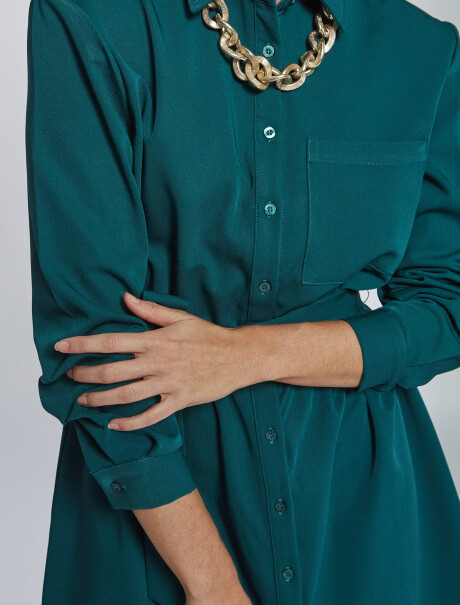 Vestido mini camisero verde oscuro