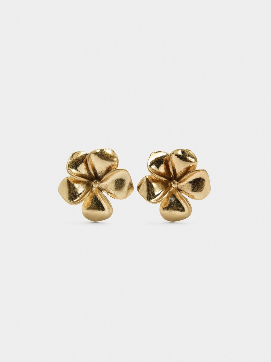 Pendientes De Flor Con Relieve dorado