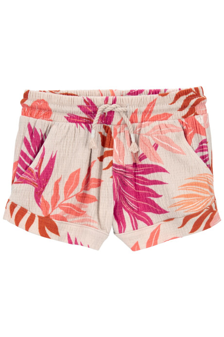 Short de algodón, con cordón y diseño floral Short de algodón, con cordón y diseño floral