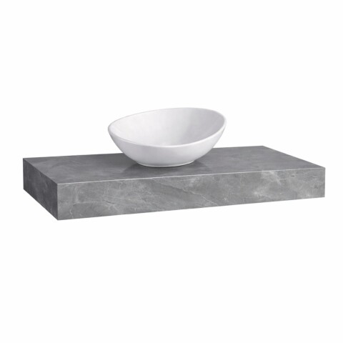 Mesada suspendida en porcelanato PERI 80 Gris Pulido y bacha de loza Mesada Suspendida En Porcelanato Peri 80 Gris Pulido Y Bacha De Loza
