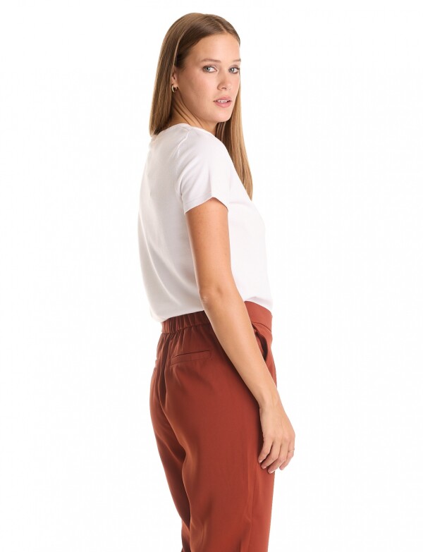 Pantalon Relaxed Fit & Cintura Elástica Posterior TERRACOTA