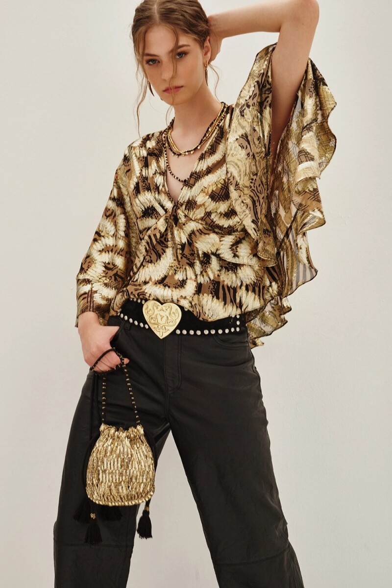 Camisa Isabella Gaelle Lurex Dorado