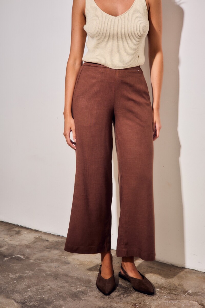 Pantalón Con Lino Cafe