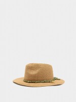 Sombrero Efecto Rafia Con Cordón Y Charms natural