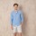 Camisa Lino cuello Mao Celeste