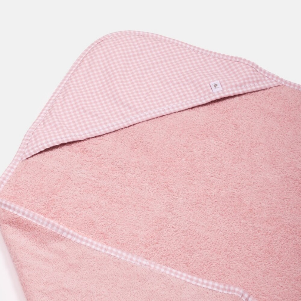 Toalla con Capucha 80x80 Cuadritos Rosa