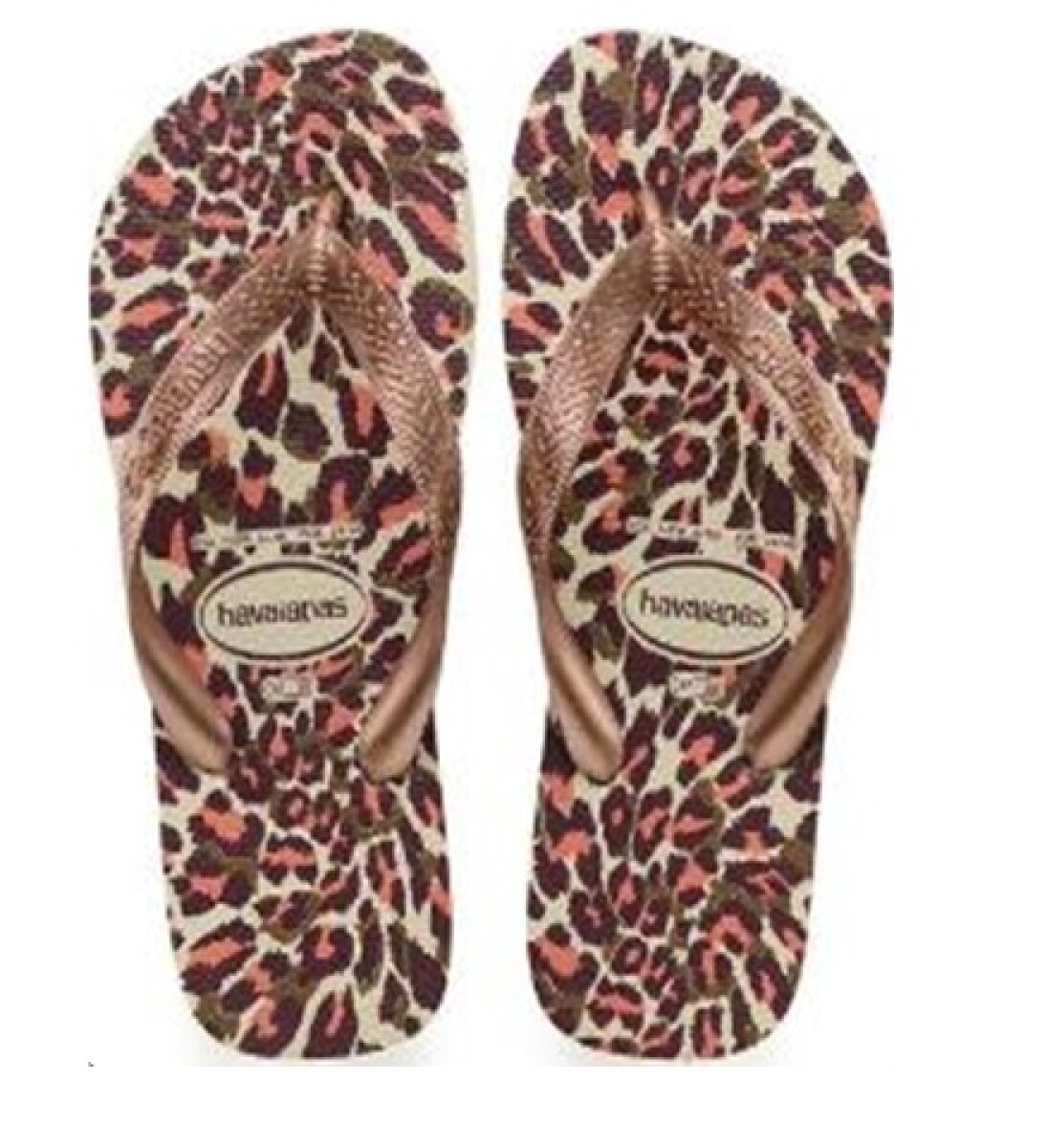CHINELA HAVAIANAS SANDALIA TOP ANIMALS BEGE/ROSE GOLD FEMENINO T. 39-40 