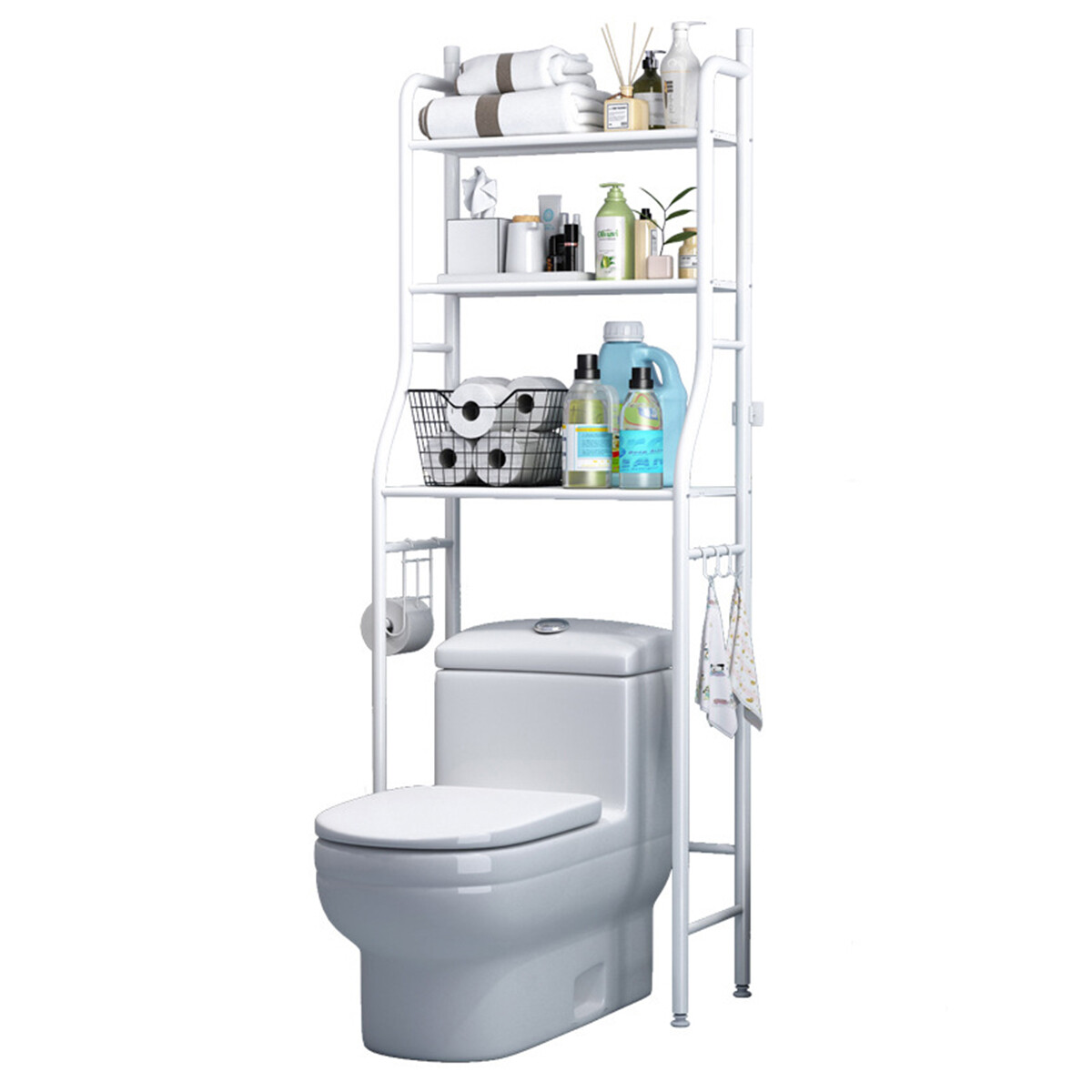 Estante organizador sobre inodoro mueble 1,55 mts - BLANCO 