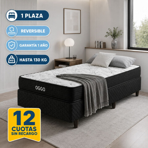 Sommier SUPER MEGA Oggo® - Espuma - GARANTIA 1 AÑO 1 Plaza - 78 cm