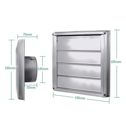 Rejilla Veneciana Ventilación Acero Inoxidable 185 x 185mm / Ø15cm Rejilla Veneciana Ventilación Acero Inoxidable 185 x 185mm / Ø15cm