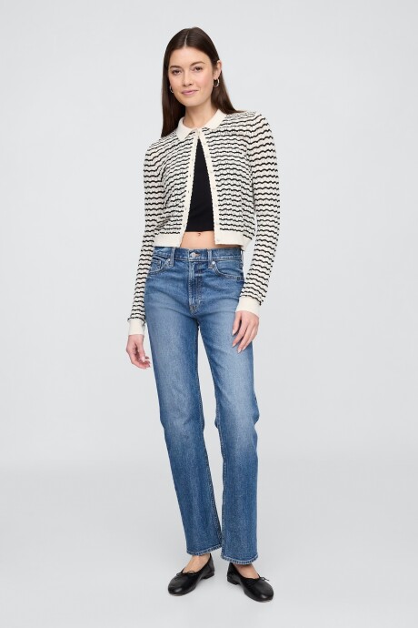 Saco Stitch Mujer White Black Stripe