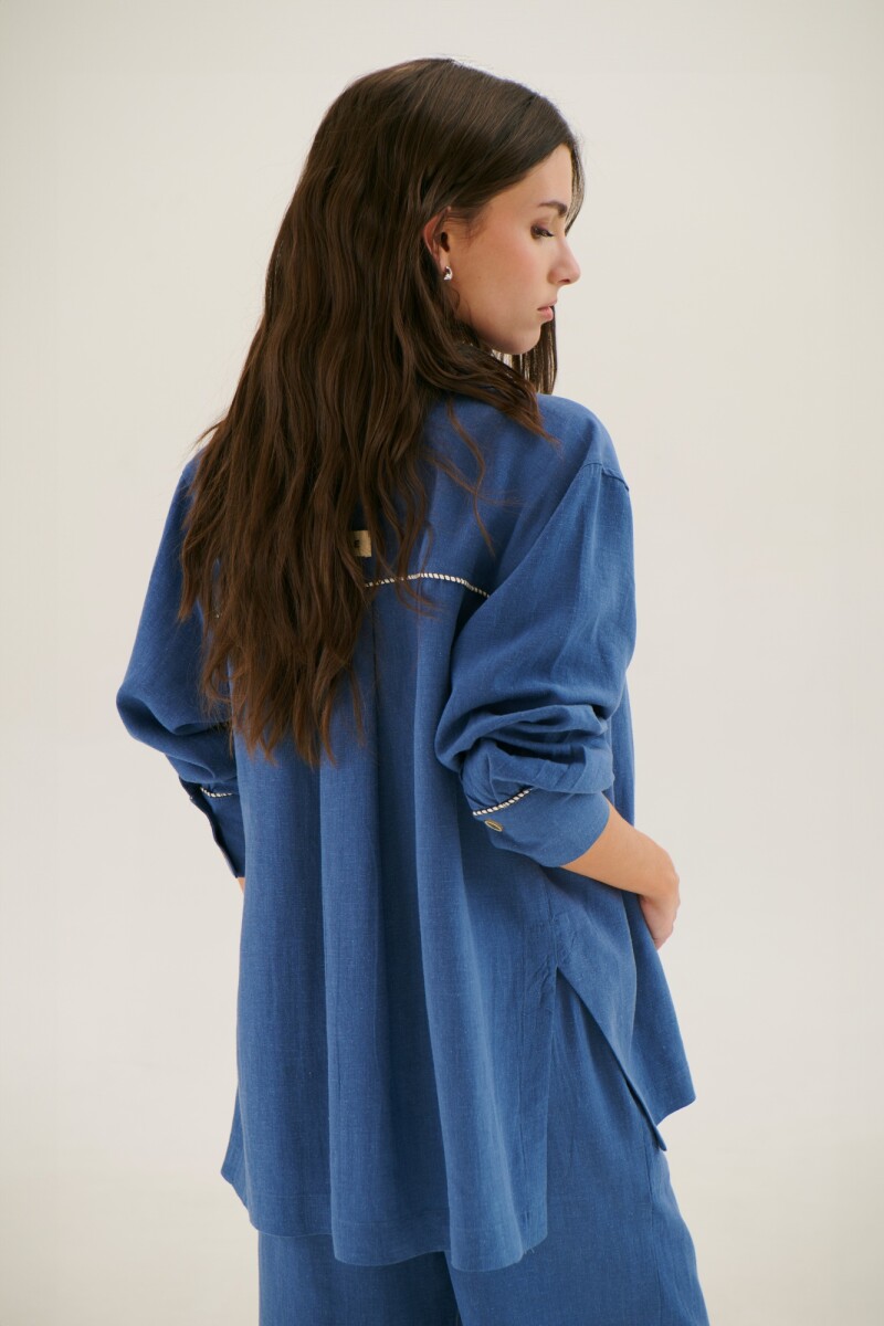 SOBRECAMISA LINO LAIA AZUL