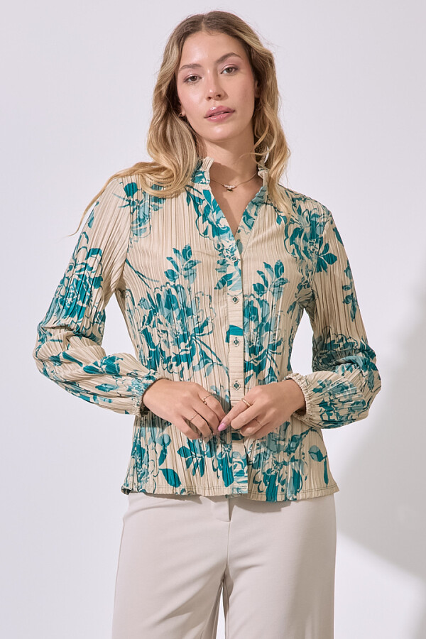 Blusa Plisada Print MULTI/VERDE