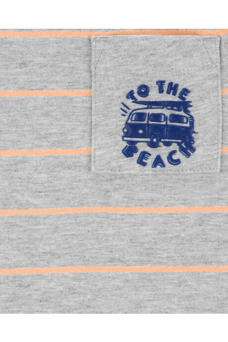 Musculosa de algodón, gris, diseño a rayas Sin color