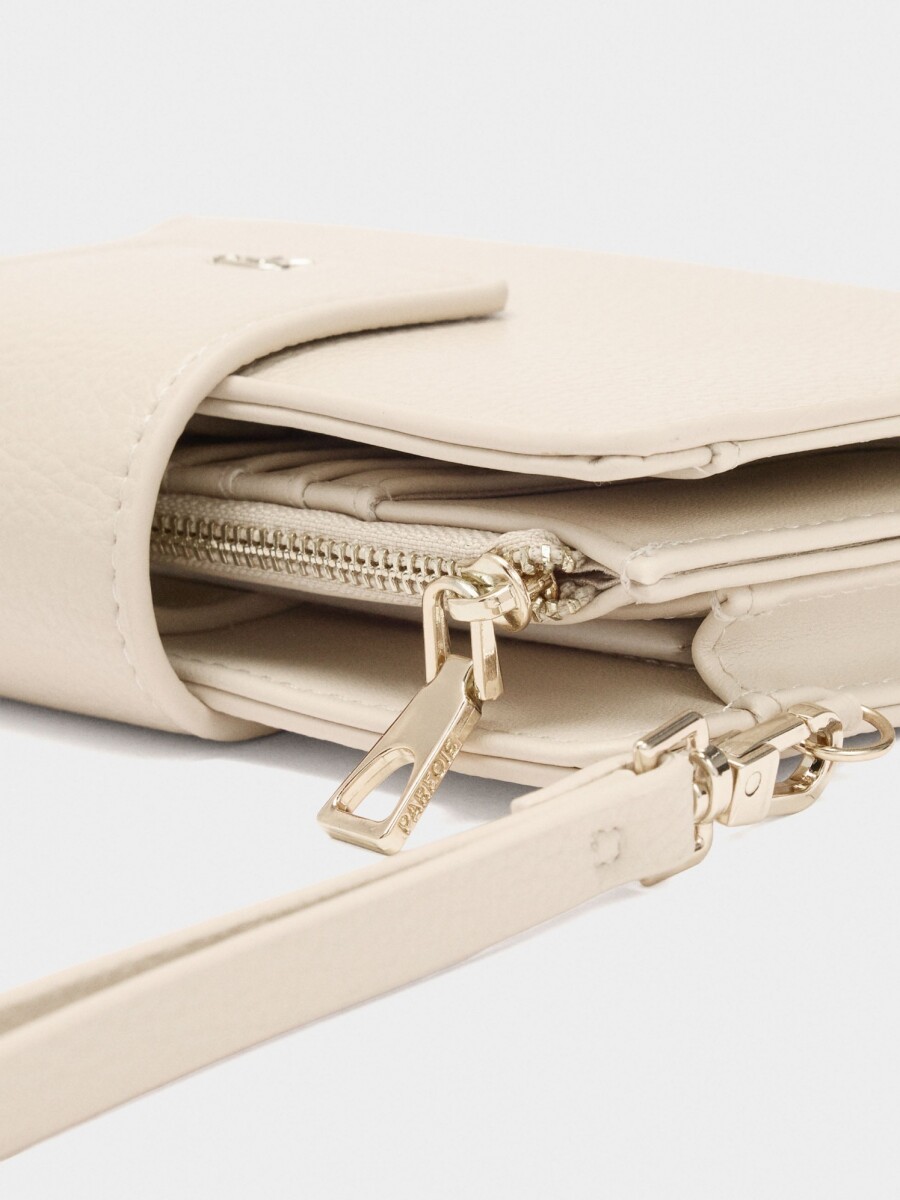 Cartera Con Bolsillo Para Móvil beige