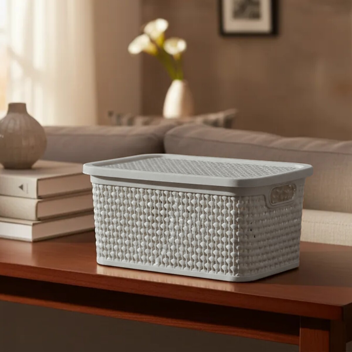 Caja simil ratán 2,5 Lts - CAPPUCCINO 
