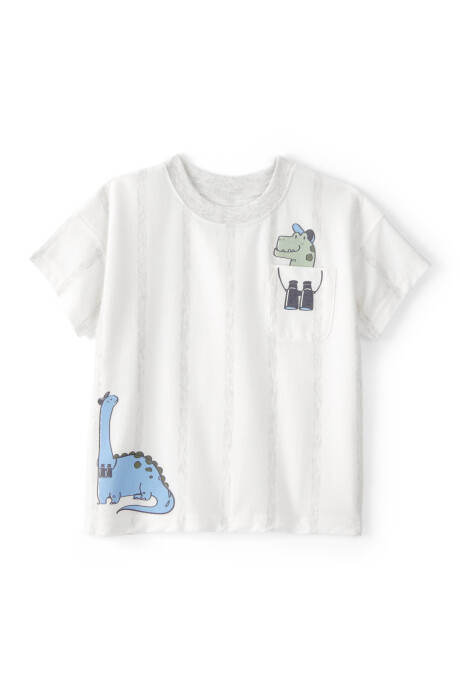 Remera de algodón, manga corta, blanca, estampa dinos Remera de algodón, manga corta, blanca, estampa dinos