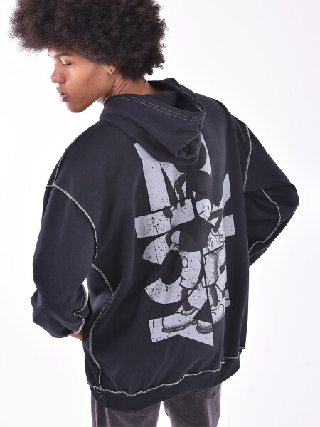 HOODIE MICKEY LETTERS NEGRO
