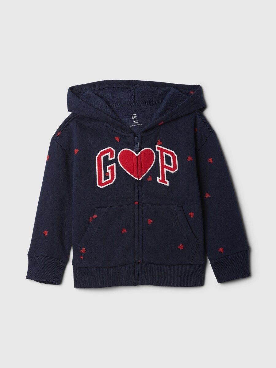 Buzo Canguro Con Cierre Logo Gap Toddler Niña - Sp Navy Heart Logo 