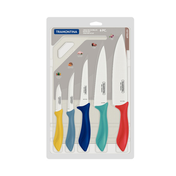 Juego 5 cuchillos con mango de colores "AFFILATA" TN9702