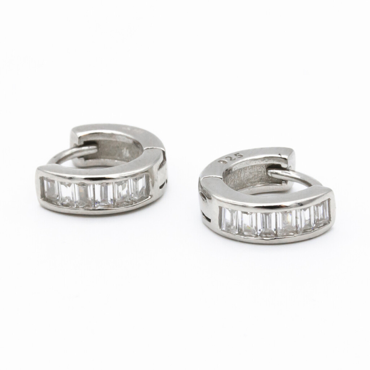 Aros de Plata 925 Rodinado con circonias - Diámetro 12 mm 