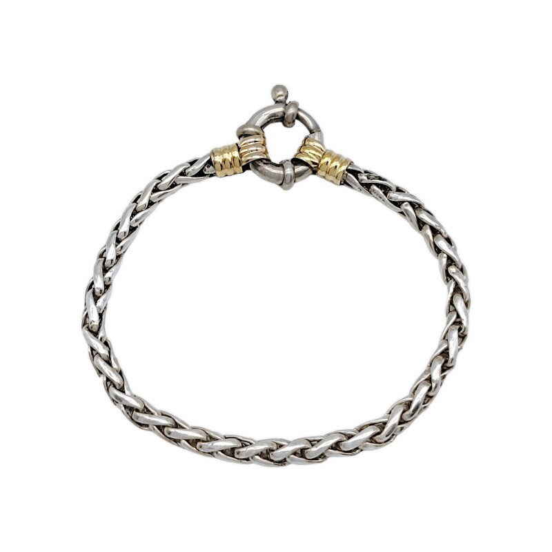 Pulsera Espiga-Plata y Oro-Sin piedra-PU5058 sinpiedra