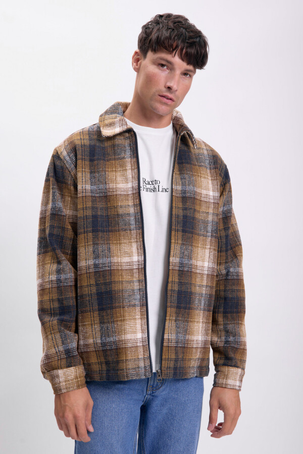 Sobrecamisa cuadros Tostado