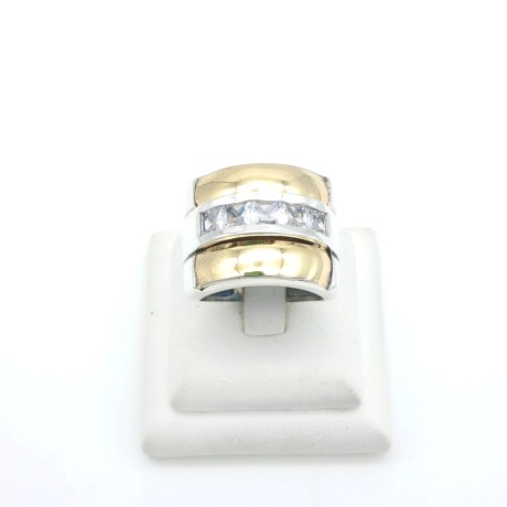 Anillo de plata 925, double en oro 18 ktes y circonias. Anillo de plata 925, double en oro 18 ktes y circonias.