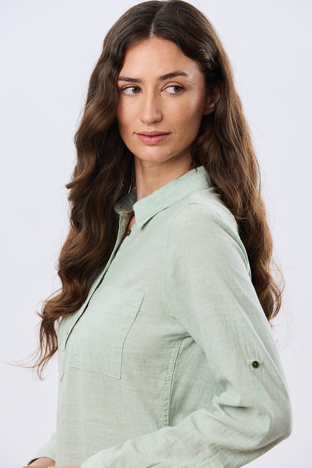 CAMISA DE LINO Menta