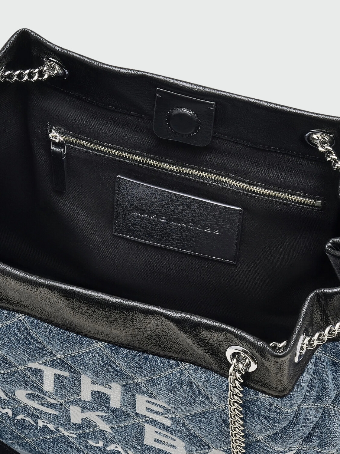 THE QUILTED DENIM CHAIN SACK BAG Azul