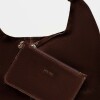 Cartera al hombro Juana en Cuero Gamuza Chocolate
