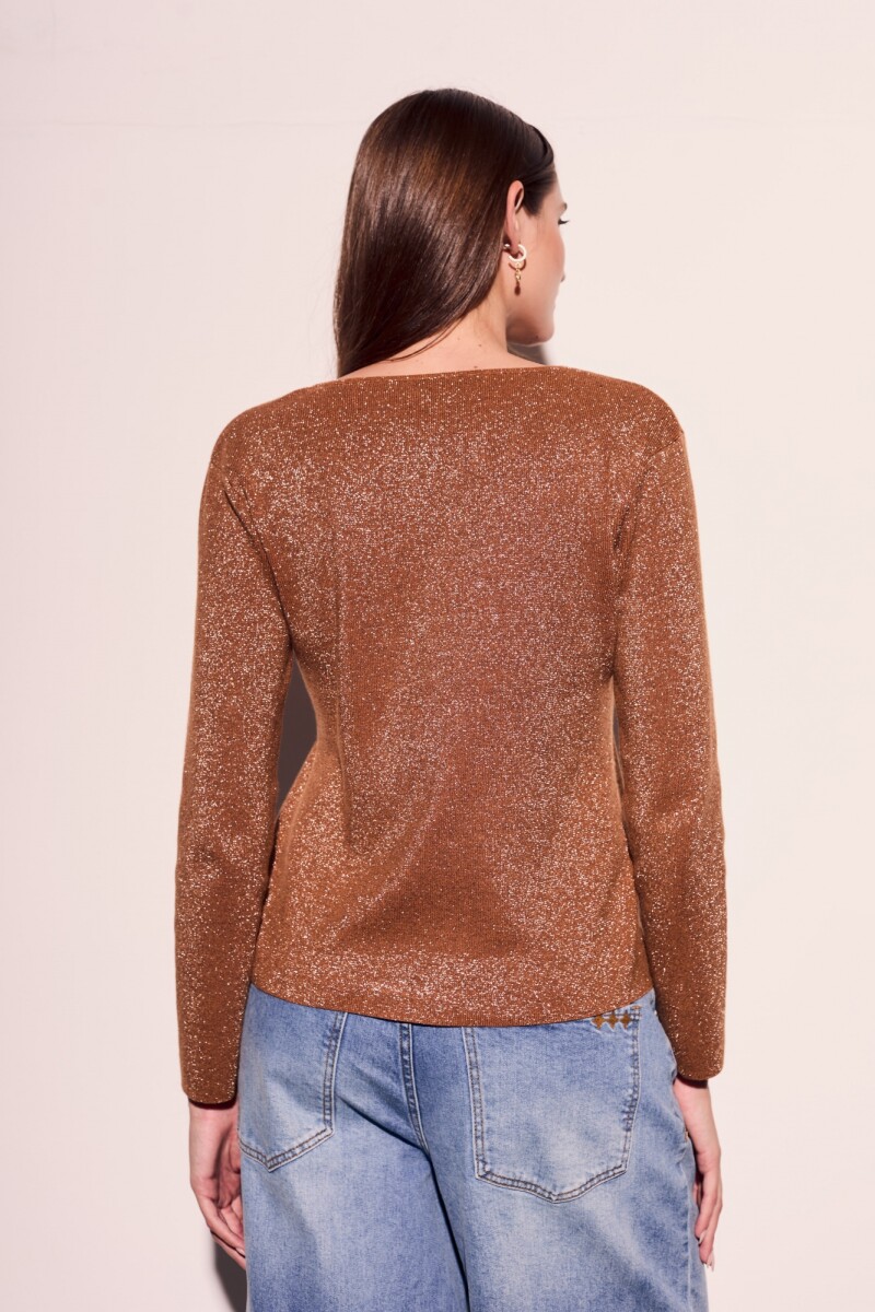 Cardigan Lurex Camel