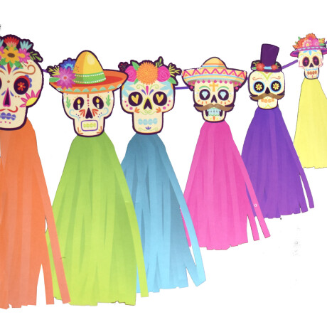 Guinalda de Halloween diseño calaveras multicolor Guinalda de Halloween diseño calaveras multicolor