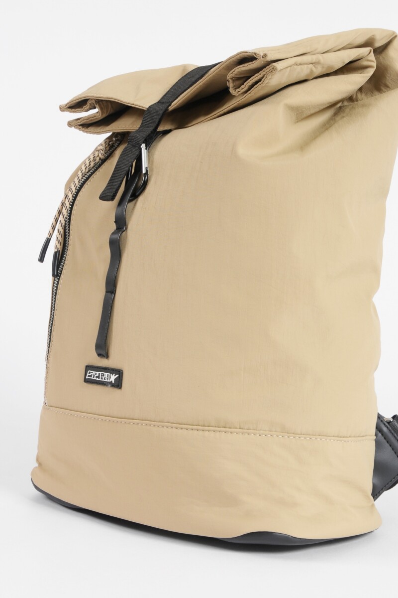 Mochila zipper de tela beige