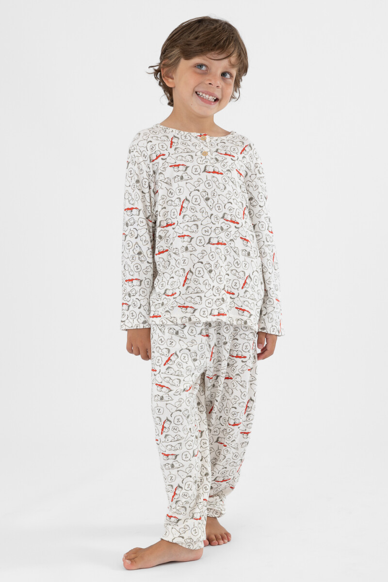 Pijama infantil snoopy - Gris melange 