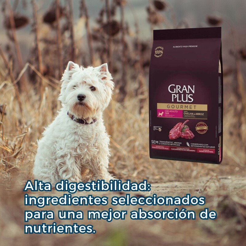 GRAN PLUS GOURMET ADULTO RAZAS PEQUEÑA-MINI CORDERO 10,1 KILOS + 1 KILO DE REGALO